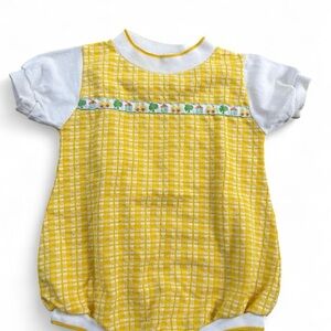 Healthtex vintage Yellow and White Checkered Baby Outfit